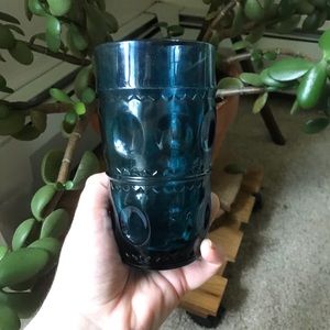 VTG••Set of 2 teal textured glasses